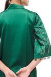 Shop_Maenaam_Green Satin Beads, Embroidery V-neck Hand Embellished Dress 