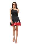 Buy_Maenaam_Black Satin Sequins One Shoulder Fit-n-flare Mini Dress _Online_at_Aza_Fashions