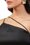 Maenaam_Black Satin Sequins One Shoulder Fit-n-flare Mini Dress _at_Aza_Fashions