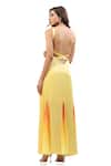 Shop_Maenaam_Yellow V-neck Sleeveless Maxi Dress _at_Aza_Fashions