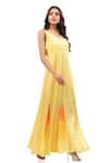 Maenaam_Yellow V-neck Sleeveless Maxi Dress _Online_at_Aza_Fashions