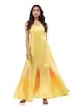 Shop_Maenaam_Yellow V-neck Sleeveless Maxi Dress _Online_at_Aza_Fashions