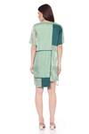 Shop_Maenaam_Green Organza Round Neck Color Block Oversized Shift Dress_at_Aza_Fashions