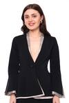 Maenaam_Black Satin Arisa Blazer_at_Aza_Fashions