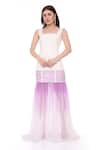 Buy_Maenaam_Ivory Polyester Embroidery Square Neck Lana Ombre Gown_at_Aza_Fashions