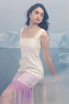 Buy_Maenaam_Ivory Polyester Embroidery Square Neck Lana Ombre Gown