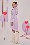 Shop_Maenaam_Purple Satin Beads, Sequins Collared, Round Neck Lucy Saeng Shirt Dress_at_Aza_Fashions