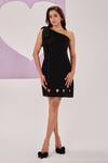 Buy_Maenaam_Black One Shoulder Mini Dress With Bow _at_Aza_Fashions