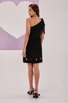 Shop_Maenaam_Black One Shoulder Mini Dress With Bow _at_Aza_Fashions