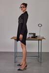 Maenaam_Black Studded Satin Shirt Dress _Online_at_Aza_Fashions