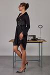 Shop_Maenaam_Black Studded Satin Shirt Dress _Online_at_Aza_Fashions