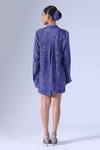Shop_Klad_Blue Crepe Collared Botanic Print Shirt And Shorts Set_at_Aza_Fashions