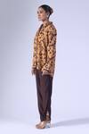 Shop_Klad_Spring Printed Shirt And Solid Brown Pants Set_at_Aza_Fashions