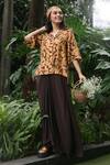 Buy_Klad_Floral Print Brown Skirt Set_at_Aza_Fashions