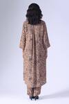 Shop_Klad_Brown Crepe Collared Botanic Printed Long Coordinated Set_at_Aza_Fashions