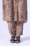 Klad Brown Crepe Collared Botanic Printed Long Coordinated Set Online at Aza Fashions Klad_Brown Crepe Collared Botanic Printed Long Coordinated Set_Online_at_Aza_Fashions