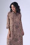 Buy_Klad_Brown Crepe Collared Botanic Printed Long Coordinated Set_Online_at_Aza_Fashions