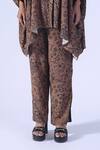Buy_Klad_Brown Crepe Round Neck Botanic Print Oversized Shirt And Pants Set_Online_at_Aza_Fashions