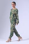 Klad_Green Mohair, Crepe Round Neck Beetle Print Jogger Set_Online_at_Aza_Fashions