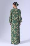 Shop_Klad_Green Crepe Mandarin Collar Beetle Print Drawstring Maxi Dress_at_Aza_Fashions