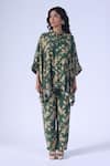 Buy_Klad_Green Crepe Collared Beetle Box Coordinated Set_at_Aza_Fashions