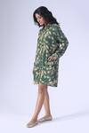 Buy_Klad_Green Crepe Collared Printed Beetle Shirt Dress_Online_at_Aza_Fashions