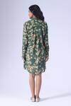 Shop_Klad_Green Crepe Collared Printed Beetle Shirt Dress_at_Aza_Fashions