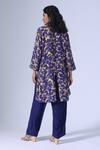 Shop_Klad_Navy Crepe, Mohair Collared Floral Printed Shirt And Solid Pants Set_at_Aza_Fashions