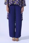 Klad_Navy Crepe, Mohair Collared Floral Printed Shirt And Solid Pants Set_Online_at_Aza_Fashions