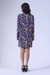 Shop_Klad_Navy Crepe Open Neck Printed Jacket And Shorts Set_at_Aza_Fashions