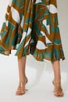 Shop_Koai_Green Muslin, Cotton, Silk Square Neck Patterned Midi Dress _Online_at_Aza_Fashions