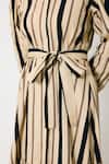 Shop_Koai_Cream Cotton Collared And Dark Green Stripe Maxi Shirt Dress _Online_at_Aza_Fashions