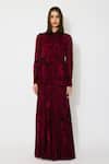Buy_KoAi_Pink Chiffon Collared Floral Maxi Dress _Online_at_Aza_Fashions