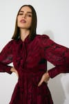 KoAi_Pink Chiffon Collared Floral Maxi Dress _at_Aza_Fashions