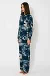 KoAi_Toile Print Blue Pants _Online_at_Aza_Fashions