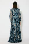 Shop_KoAi_Blue Georgette Open Neck Toile Print Long Dress _at_Aza_Fashions