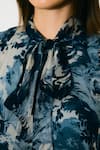 Shop_KoAi_Blue Georgette Open Neck Toile Print Long Dress 