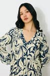 Buy_KoAi_Off White Indigo Printed Muslin Cotton Silk Maxi Dress _Online_at_Aza_Fashions