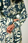 KoAi_Off White Indigo Printed Muslin Cotton Silk Maxi Dress _at_Aza_Fashions