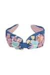 Shop_Samyukta Singhania_Blue Embroidery Butterfly Hair Band _at_Aza_Fashions
