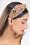 Shop_Nazaakat By Samara Singh_Purple Embroidery Hand Honey Hairband _Online_at_Aza_Fashions
