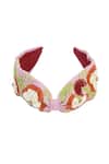 Shop_Nazaakat By Samara Singh_Purple Embroidery Hand Flower Hairband _at_Aza_Fashions