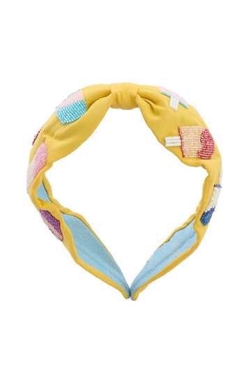 Buy_Nazaakat By Samara Singh_Yellow Embroidery Ice Cream Hand Hairband _Online_at_Aza_Fashions