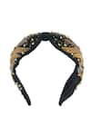 Buy_Nazaakat By Samara Singh_Black Pearls, Zari Antique Gold Embroidered Hairband _Online_at_Aza_Fashions