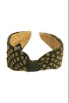 Shop_Nazaakat By Samara Singh_Olive Green Beads Barfi Hairband _at_Aza_Fashions