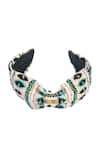 Shop_Samyukta Singhania_Black Beads, Embroidery Hand Eye Design Hairband _at_Aza_Fashions