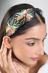 Buy_Samyukta Singhania_Black Beads, Embroidery Colorful Hand Hairband _at_Aza_Fashions