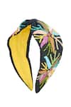 Samyukta Singhania_Black Beads, Embroidery Colorful Hand Hairband _at_Aza_Fashions