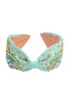 Shop_Samyukta Singhania_Blue Beads, Embroidery Hand Seahorse Hairband _at_Aza_Fashions