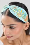 Buy_Samyukta Singhania_Blue Beads, Embroidery Hand Seahorse Hairband _at_Aza_Fashions